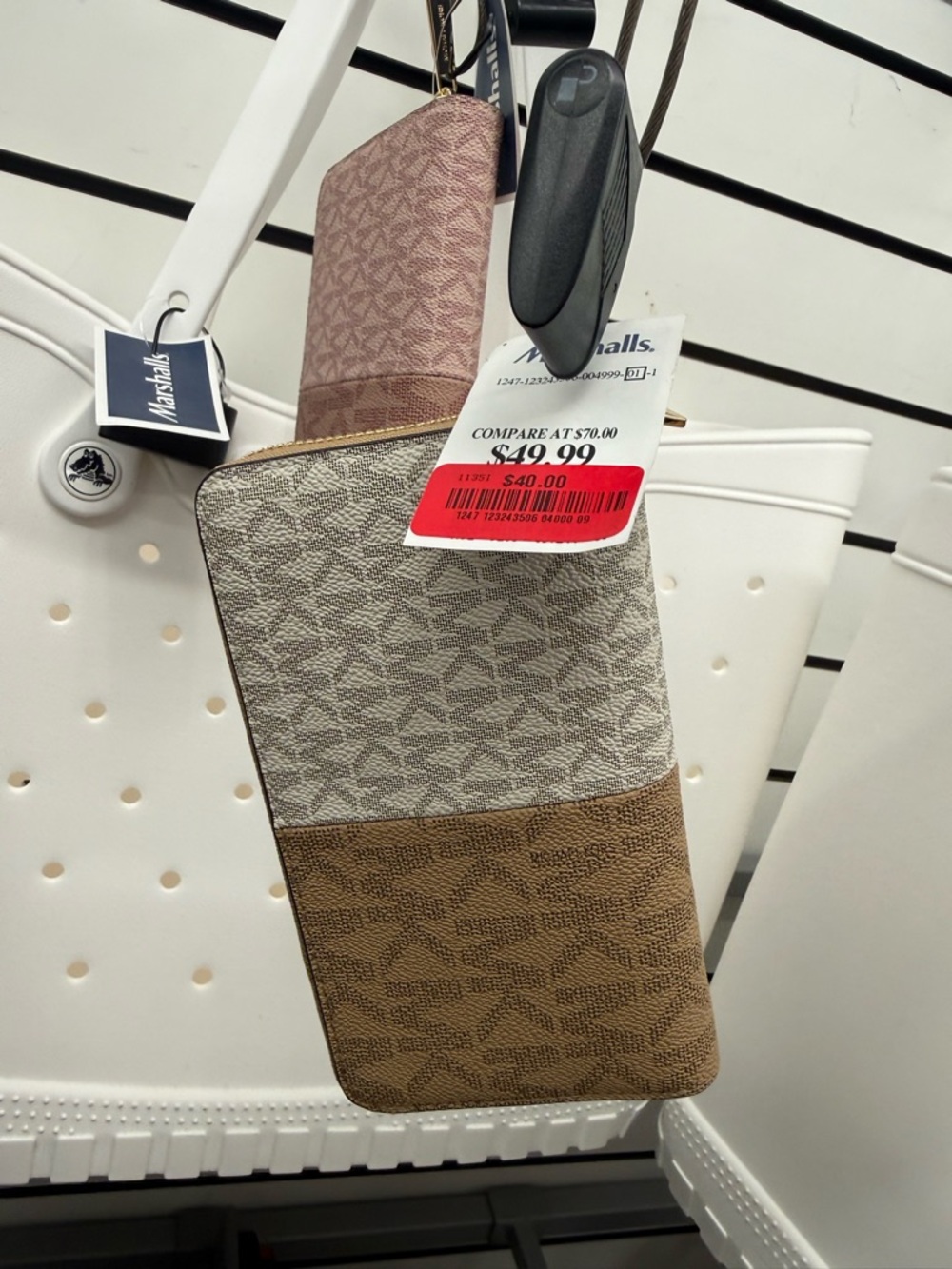 Michael Kors Tri-Panel Wristlet in Pink, Beige and Brown